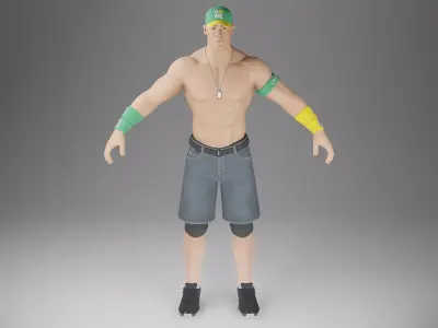 John Cena - No Shirt Low-poly 3D model