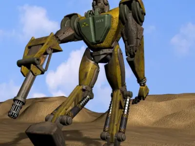 Sand Marauder Robot Character Rigged Low-poly 3D model