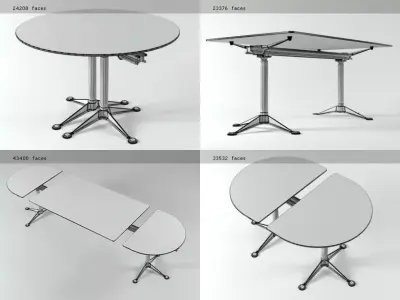 B G glass table with four legs 3D model