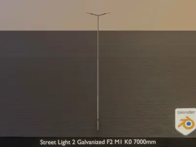 Street Light 2 Galvanized F2 M1 K0 7000mm Low-poly 3D model