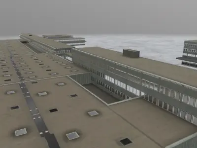 EDDH Cargo Terminal Low-poly 3D model