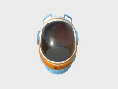 Astronaut Helmet B05 Blue Orange - Character Design Fashion Low-poly 3D model