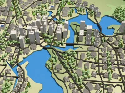Jacksonville Florida - City Center Low-poly 3D model