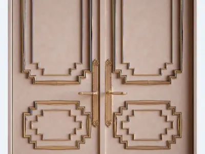 Door model pair of doors in style of art deco 3D model