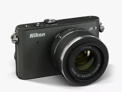 Nikon 1 J3 mirrorless digital camera kit 10-30mm lens Low-poly 3D model