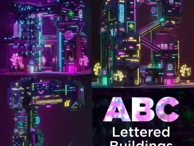 ABC Lettered Buildings - 36 Days of Type 3D model