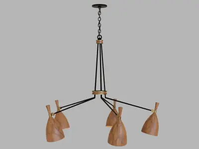 Chandelier set - Utopia acacia wood - Corbett Lighting 3D model