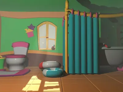 Asset - Cartoons - Bathroom 3D model 3D model