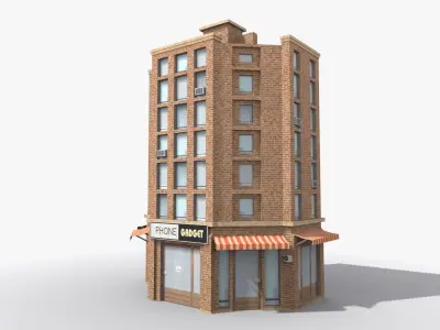Apartment Building x10 Low-poly 3D model