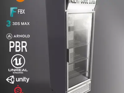 Supermarket Glass Door Refrigerator Free low-poly 3D model