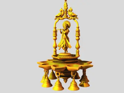 oil lamp krishna 3D model