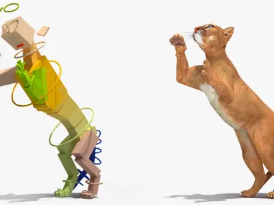  Puma Cub Clawing Motion Animated Rigged 