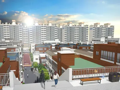 city seen from a hill 3D model