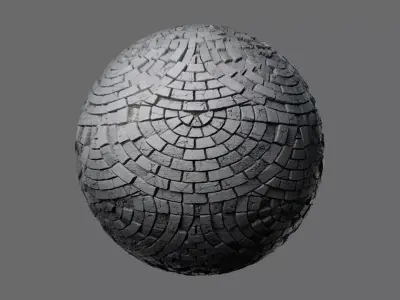 Radial Fan Stone Pavers Seamless PBR Material Texture