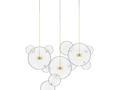 Golden Ceiling Lamp with Glass Shades 3D model