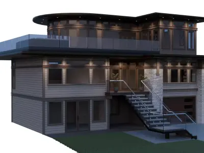 Modern Luxury Hillside Home 3D model