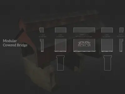 Modular Covered Bridge 3 Low-poly 3D model