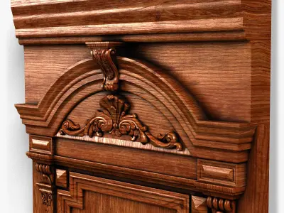 Door0050 wooden door with ornate carvings 3D model