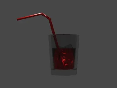 Red Drink in Glass Cup Low-poly 3D model
