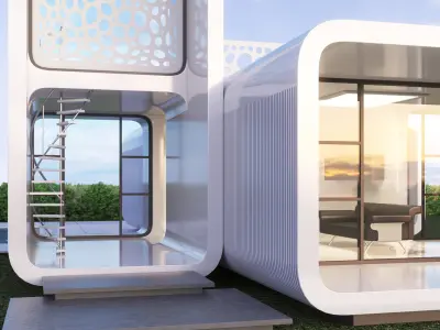 Futuristic residential house 01 3D model