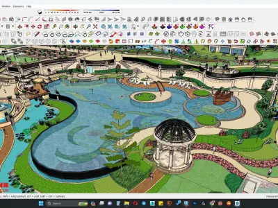 Beautiful lake pool area 3D model