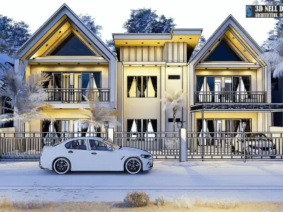 MODERN HOUSE ALLAMANDA ANGUSTIFOLIA 3D model