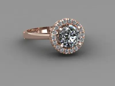 Rose Gold Women Diamond Ring 3D print model 3D print model 45