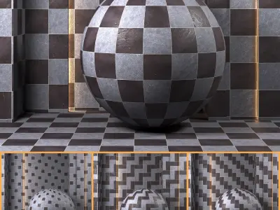 4K Floor Tile Textures Set 01 - Premium PBR - 4 Patterns Texture