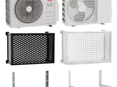 Air conditioners outdoor unit Set Low-poly 3D model