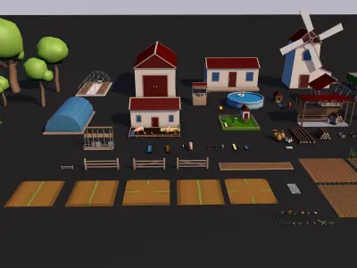 Farm collection Low-poly 3D model