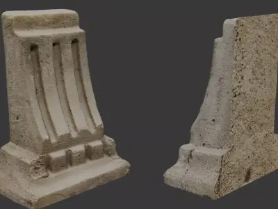 Architectural Concrete Column Support 3D Scan Low-poly 3D model