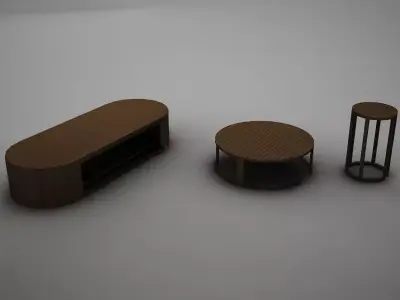 wood coffe table collection Low-poly 3D model