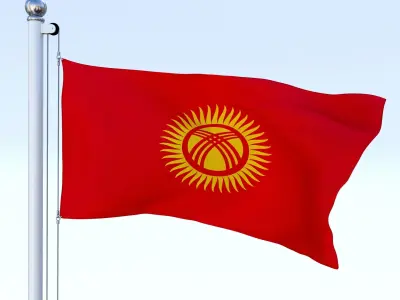 Animated Kyrgyzstan Flag Low-poly 3D model