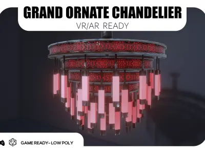 Grand Chandelier - Game Ready Low-poly 3D model