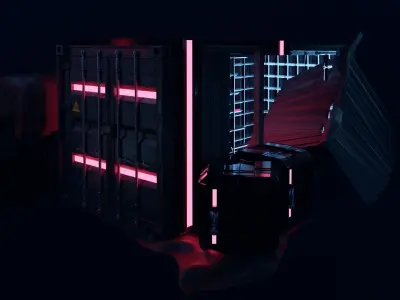 Cyberpunk City Street Asset Set  Low-poly 3D model