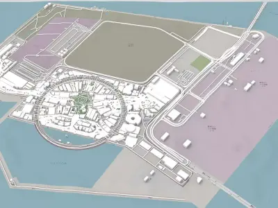 Island Yumeshima Osaka Bay Japan 3D model