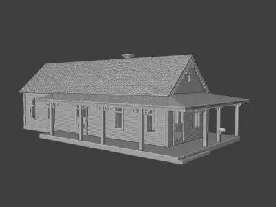 Classic Countryside Farm Wooden House 3D print model