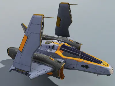 Space Fighter Cutter Low-poly 3D model