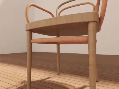 Bentwood Armchair 3D - Wood - Modern Minimalist Low-poly 3D model