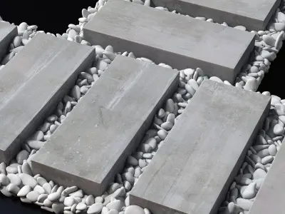 Paving road plate stone pebble n1 3D model