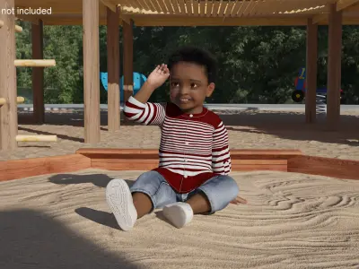  Little African Boy Light Skin in Summer Outfit Rigged for Cinema 4D 