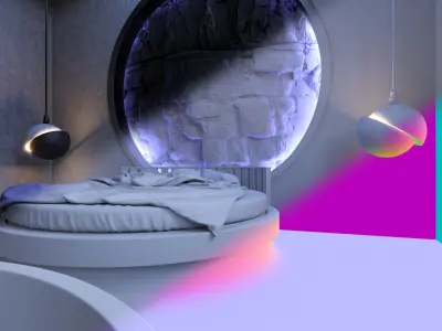 Interior circle bedroom 3D model