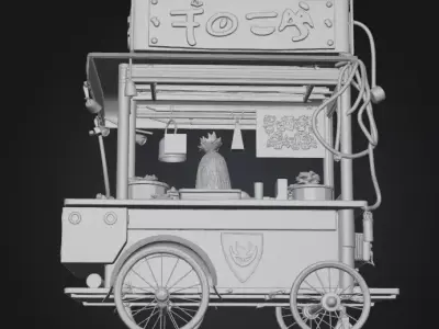 Cyberpunk Street Food Cart 3D print model