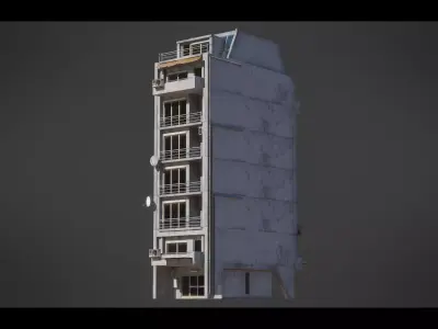 Dystopian Cyberpunk Building 13 Low-poly 3D model