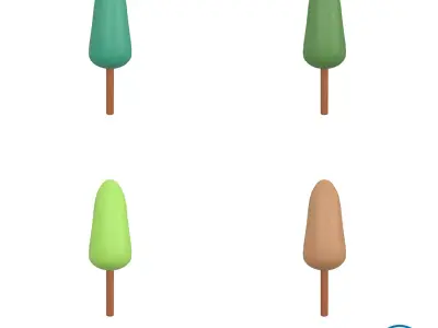 Cartoon Tree v4 Pack 01 Low-poly 3D model