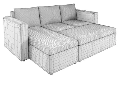 Sacramento Sofa Bed Chaise Reversible Grey 3D model