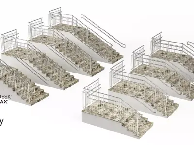 Stairs set 8 pcs 3D model