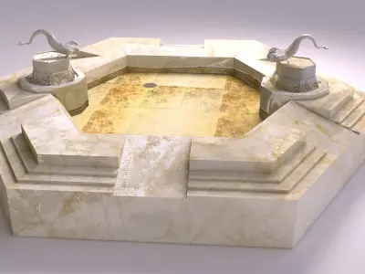 EB - Fishes fountain Low-poly 3D model