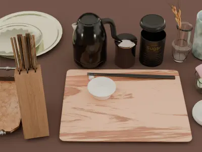 Kitchenware 50 Items 3D model