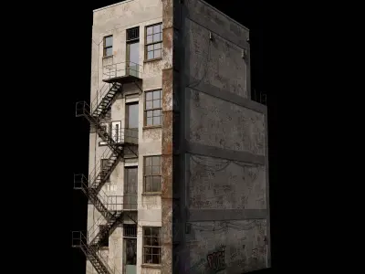Abandoned Industrial Building Low-poly 3D model